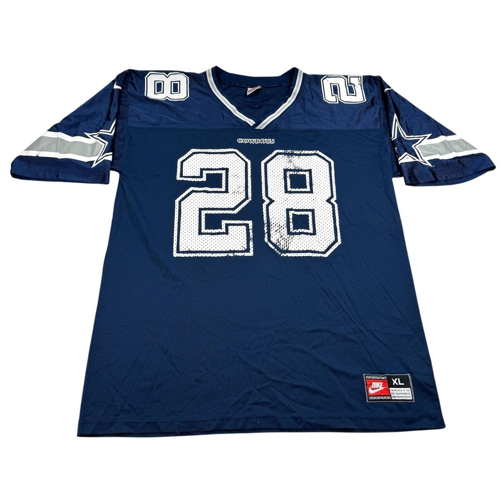 Vintage Dallas Cowboys Football Jersey Mens XL Blue NFL Nike Woodson 28 90s Mesh